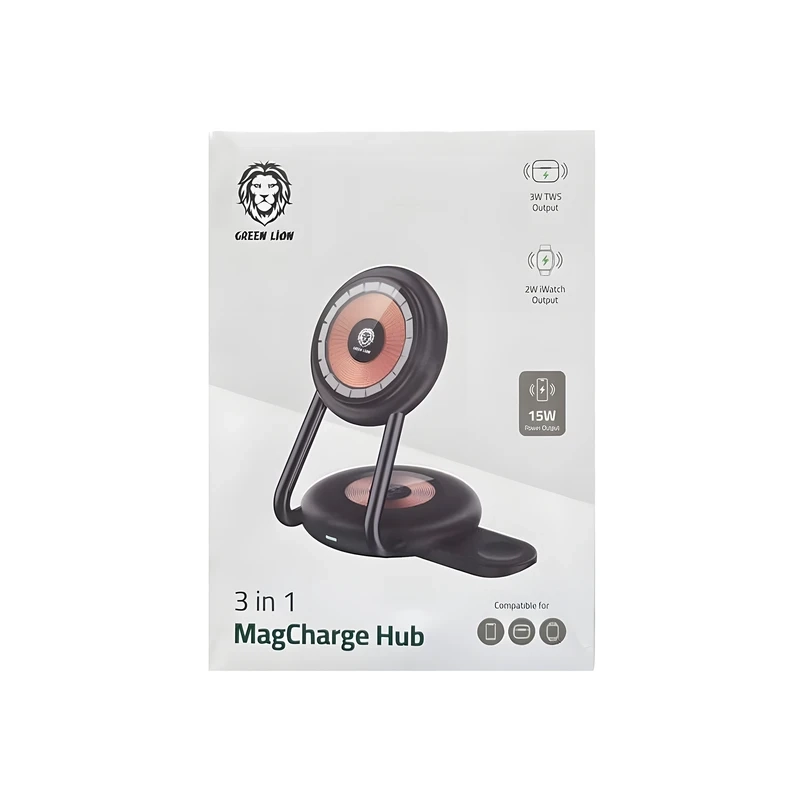 شارژر بی سیم گرین لاین 3 کاره مدل MagCharge Hub