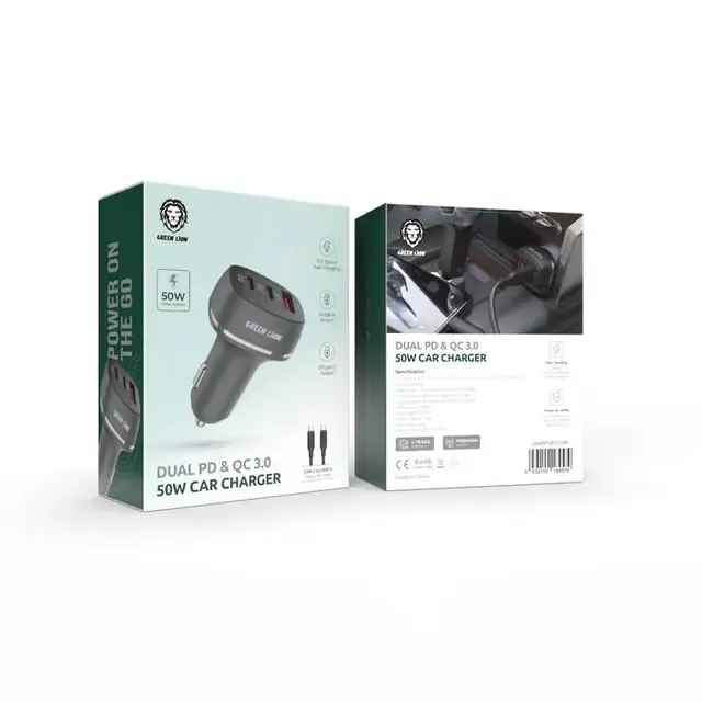 شارژر فندکی QC + PD توان 50 وات گرین لاین Green lion Car Charger QC + PD 50W