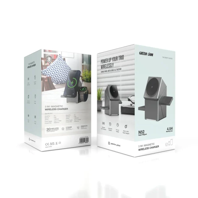 شارژر وایرلس 3 در 1 پاور تریو گرین لاین Power Trio 3 In 1 Wireless Charger_1