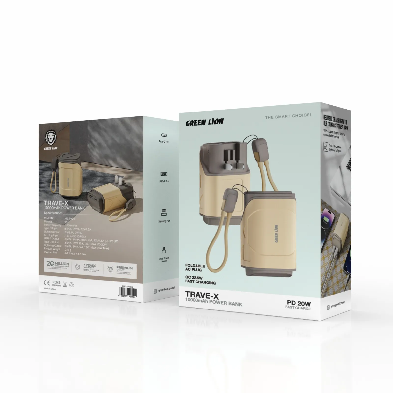 پاوربانک ۱۰۰۰ میلی آمپر گرین لاین مدل Trave-X