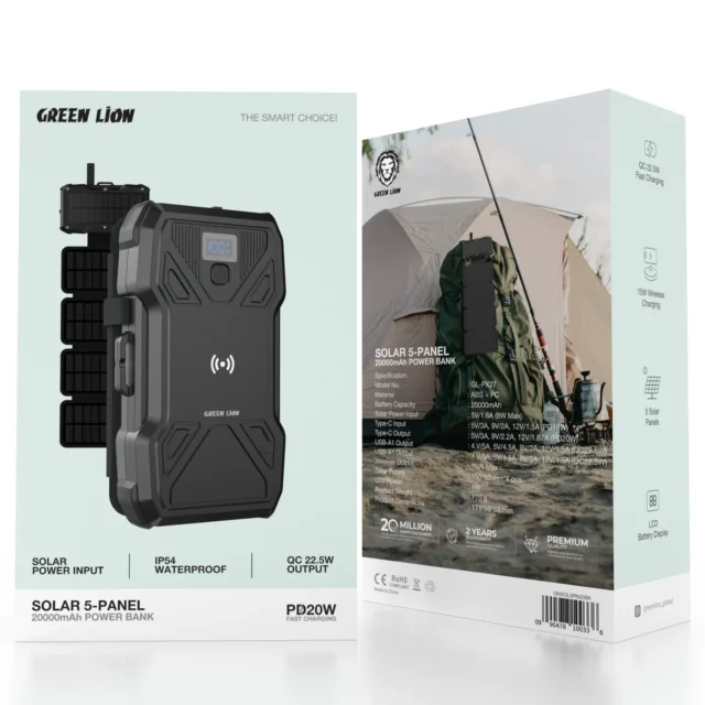 پاوربانک سولار ۲۰۰۰۰ میلی‌آمپر گرین لاین
