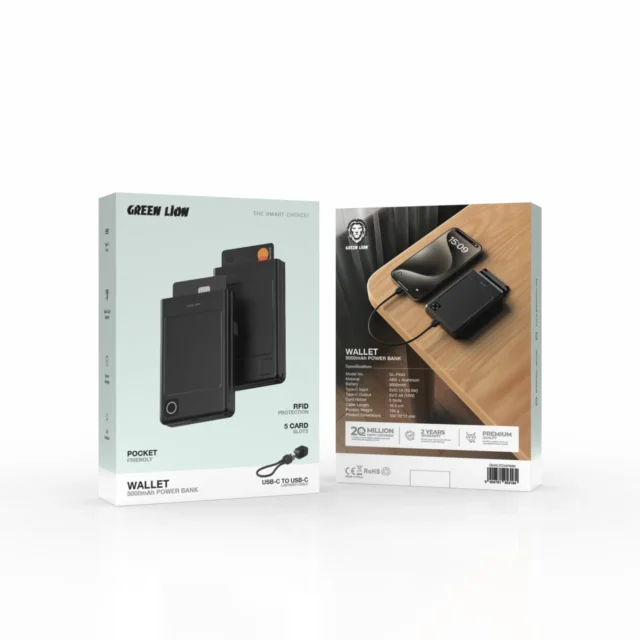 ﭘﺎورﺑﺎﻧﮏ Wallet 5000mAh ﮔﺮﯾﻦ ﻻﯾﻦ