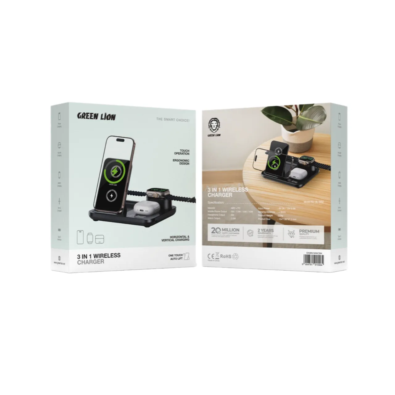 شارژر بی‌سیم ۳ در ۱ گرین لاین 3in1 Multifunctional Wireless Charger