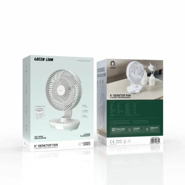 پنکه رومیزی ۸ اینچی قابل شارژ گرین لاین Desktop Fan Rechargeable"8