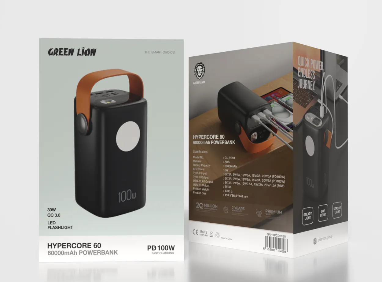 پاوربانک گرین لاین هایپر کور ۶۰، ۶۰۰۰۰ میلی‌آمپر ساعت Hyper Core 60 Power Bank