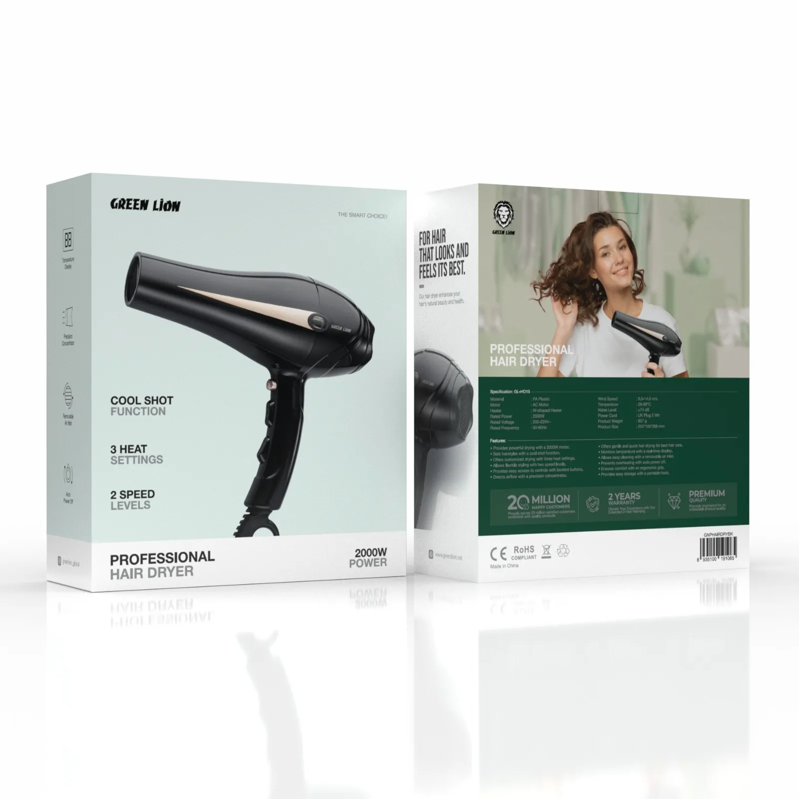 سشوار حرفه‌ای ۲۰۰۰ وات گرین لاین Hair Dryer 2000W
