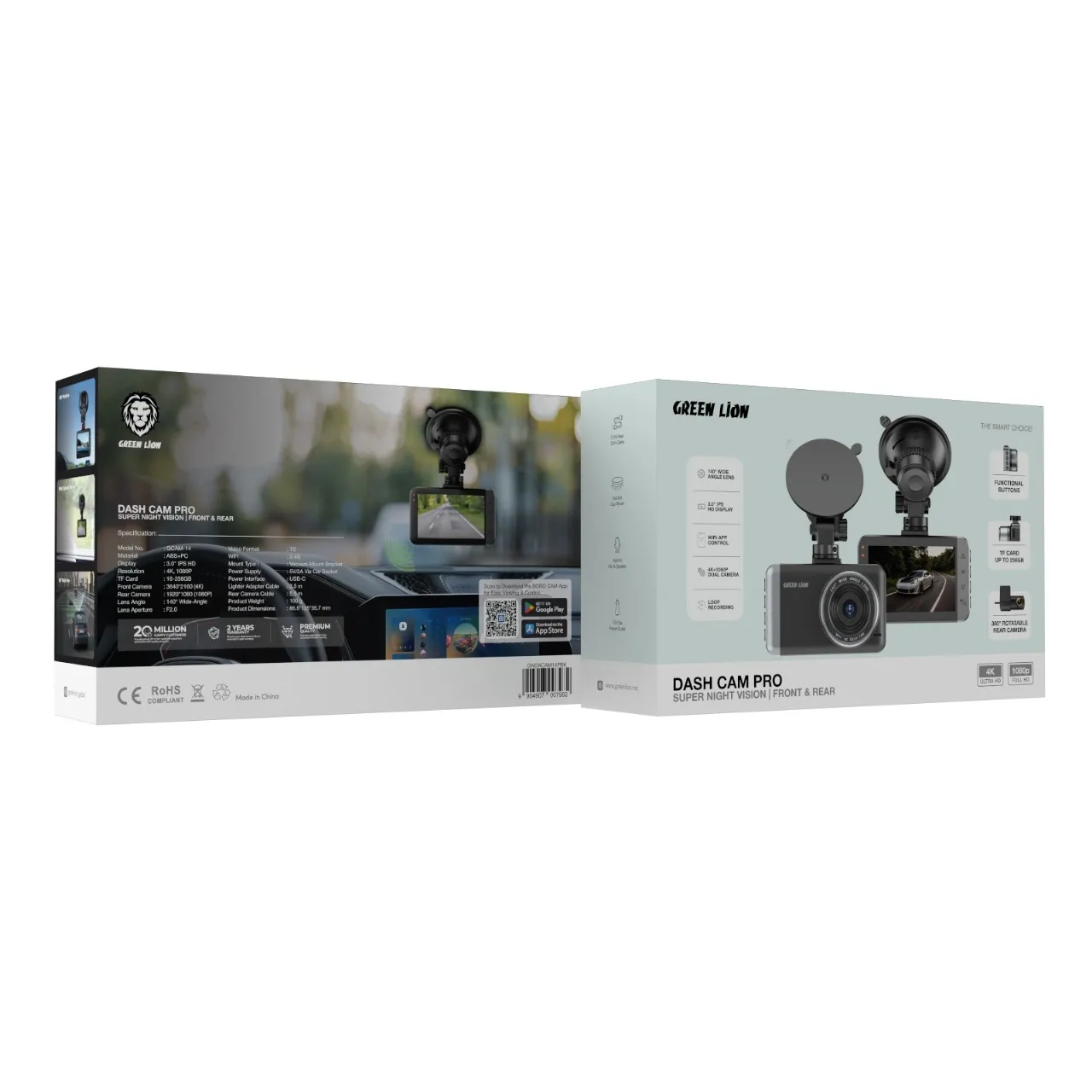 دوربین داشبورد جلو و عقب ماشین گرین لاین Dash Cam Pro Front and Rear