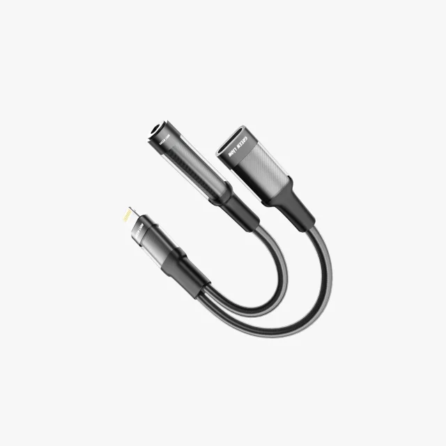 جک تبدیل هندزفری گرین لاین 2in 1 Earphone & Charging Adapter Lightning