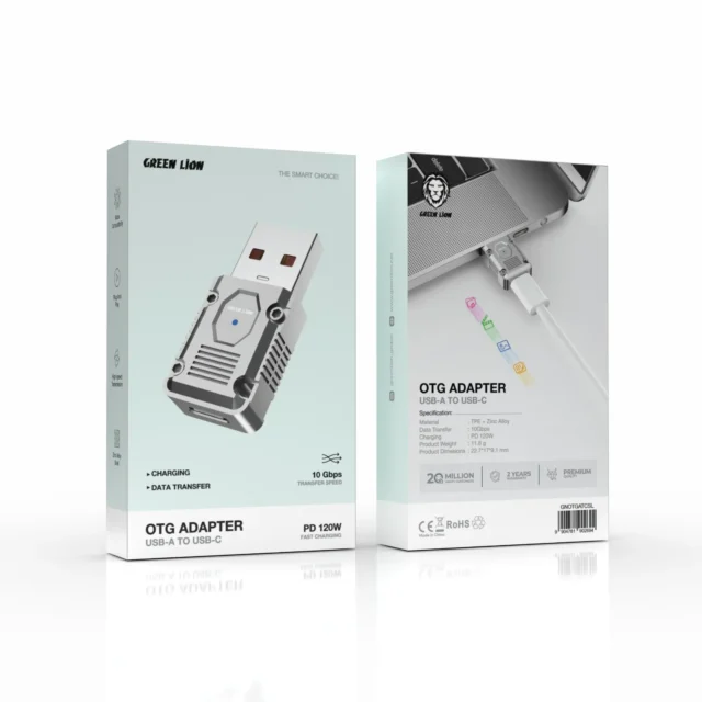مبدلOTG تایپ USB-A به USB-C گرین لاین OTG Adapter USB-A to USB-C 120W