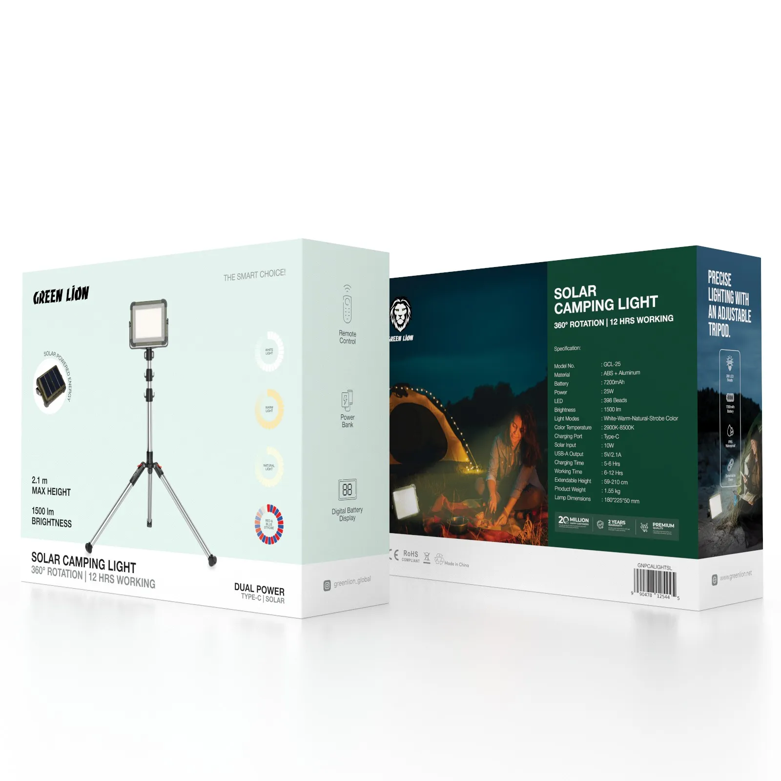 چراغ کمپینگ خورشیدی 7200mAh گرین لاین Solar Camping Light 7200mAh