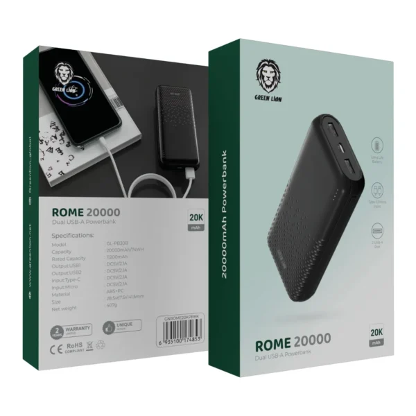 پاوربانک ۲۰۰۰۰ هزار رم گرین لاین Rome 20000 powerbank