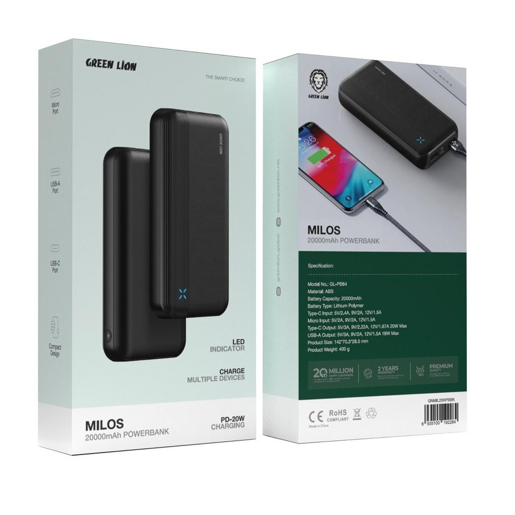 پاوربانک ۲۰۰۰۰ هزار فست شارژ رم گرین لاین Fast charge Rome 20000 powerbank