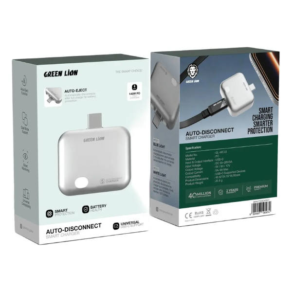 شارژر هوشمند قطع خودکار 140 وات PD گرین لاین Auto-Disconnect Smart Charger