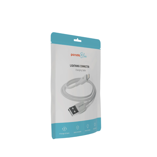 {PB-UA1MLC-WH} PORODO BLUE PVC LIGHTNING CABLE 1M 2.4A - WHITE