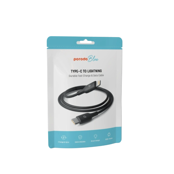 کابل Type-C به Lightning پرودو | 20 وات , 1 متر Porodo PVC Cable