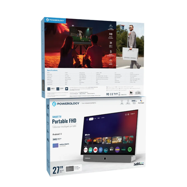 تلویزیون هوشمند قابل حمل 27 اینچی فول HD پاورلوژی Powerology Portable FHD Smart TV
